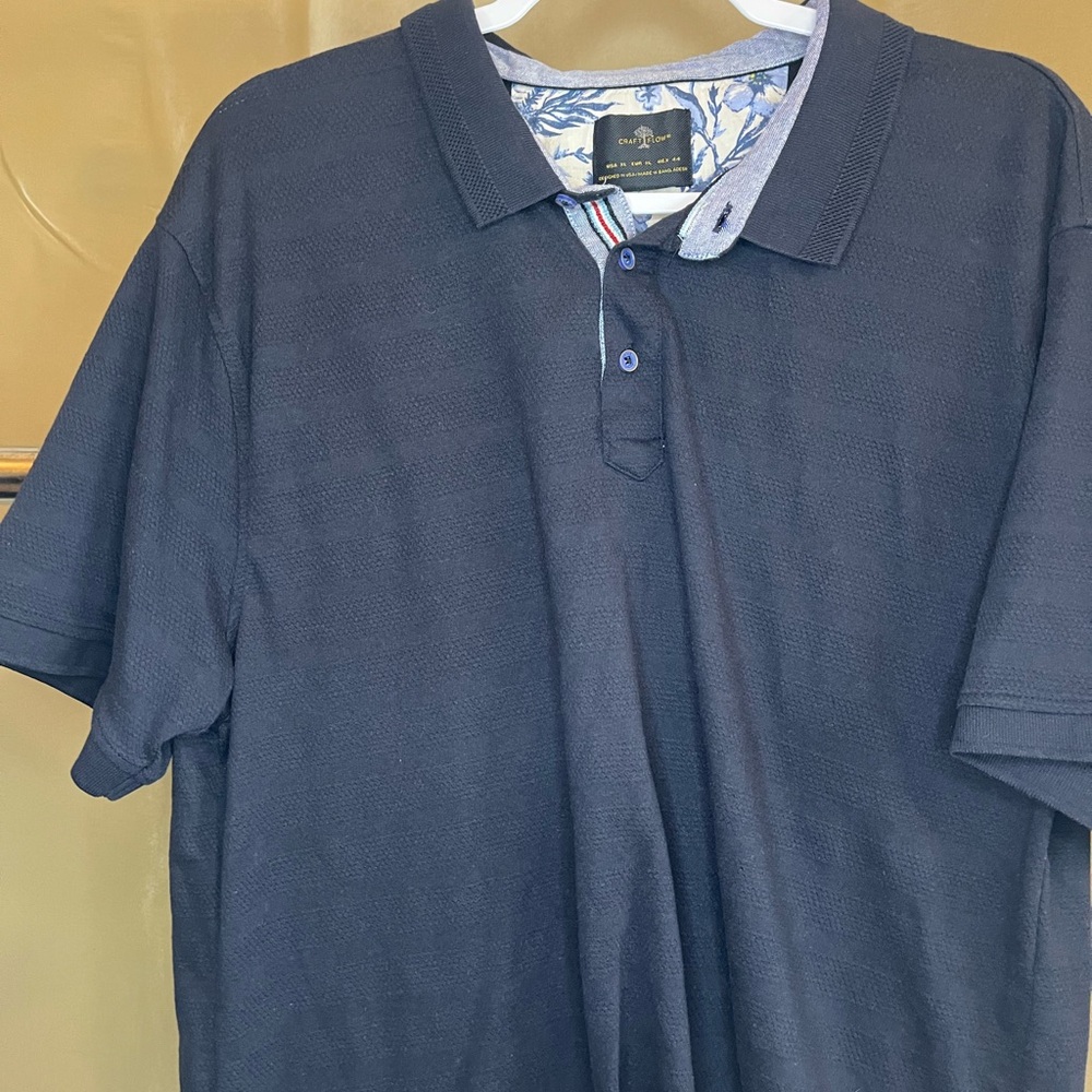 Craft Flow -navy Polo Shirt with Textured Surface and Classic Fit